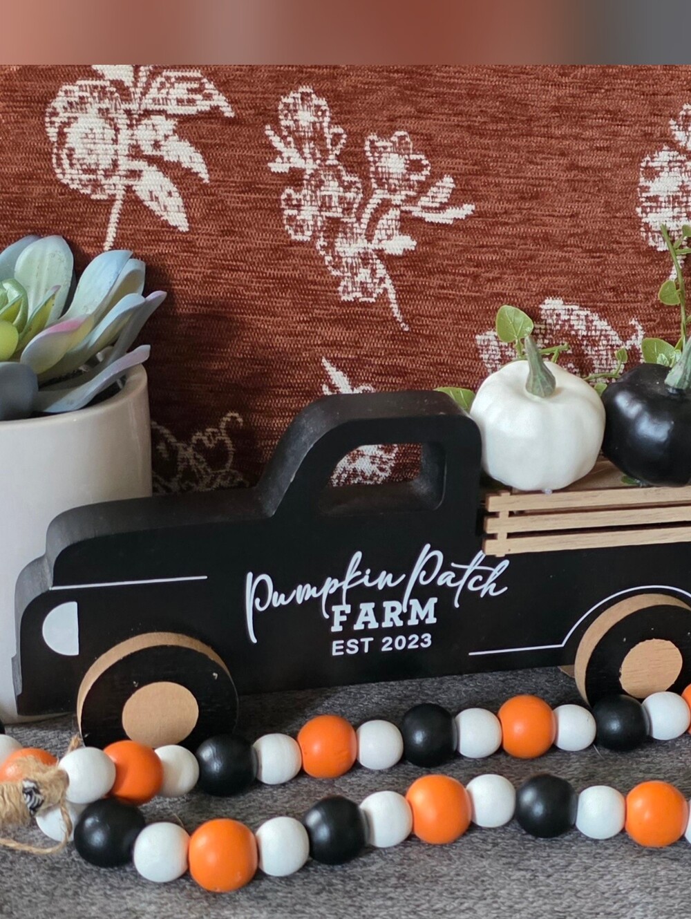 Harvest Black Wood Truck Tabletop Decoration